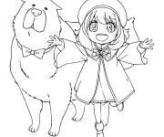Coloriage Bond et Anya heureuse