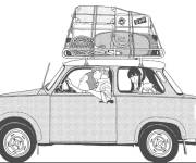 Coloriage La famille de Loyd Forger dans la voiture