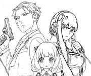 Coloriage La famille des espions X Loid, Yor et Anya