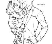 Coloriage et dessins gratuit Loid tenant la fille Anya à imprimer