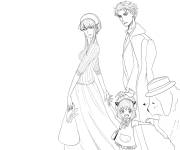 Coloriage Yor et Loyd tenant Anya avec Bond