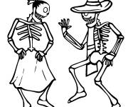 Coloriage Couple de Squelettes en dansant
