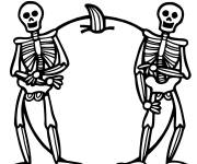 Coloriage Deux squelettes pour Halloween