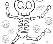 Coloriage Kawaii Squelette pour les enfants