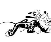 Coloriage Le chien Pluto se déguise en squelette