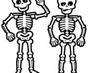 Coloriage Les deux amis squelettes souriant