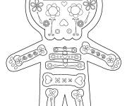 Coloriage et dessins gratuit Petit Squelette décoré à découper à imprimer