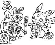 Coloriage et dessins gratuit Pokémon avec une squelette à imprimer