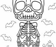 Coloriage Portrait de squelette chibi