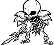 Coloriage Squelette avec épée en attaque