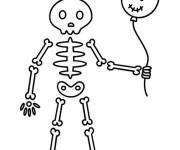 Coloriage et dessins gratuit Squelette avec un ballon à imprimer
