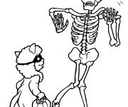 Coloriage Squelette avec une petite fille