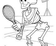 Coloriage Squelette joue au Tennis