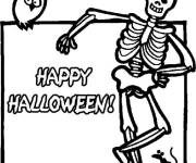 Coloriage Squelette joyeux Halloween