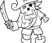 Coloriage Squelette pirate effrayant