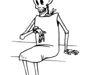 Coloriage Squelette portant une robe