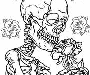 Coloriage Squelette tenant une fleur