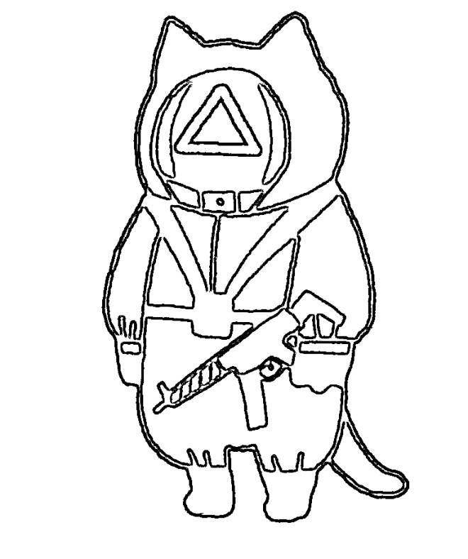 Coloriage Chat garde de Squid Game dessin gratuit à imprimer