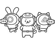 Coloriage Cr&eacute;atures mignonnes en uniformes de Squid Games