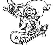Coloriage Enfant en uniforme de garde squid Game en skating