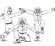 Coloriage Gardes de Squid Games donnent les directions