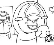 Coloriage Gardien de Squid Games a tomb&eacute; amoureux