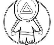 Coloriage Gardien triangle Squid Game facile &agrave; colorier