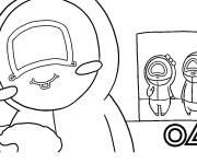 Coloriage Jeu de calmar Soldats roses