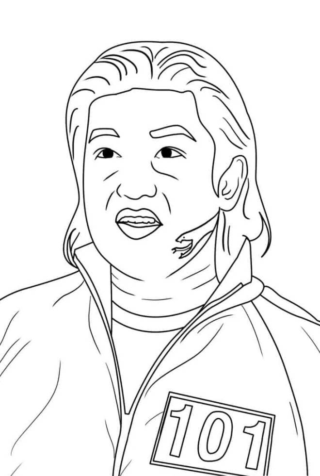 Coloriage Joueur numéro 101 de Squid Game dessin gratuit à imprimer