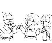 Coloriage La confusion des agents de Squid Games