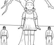 Coloriage Le premier jeu de Squid Games avec le robot fille