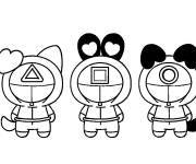 Coloriage Les enfants en uniforme de garde de Squid Game