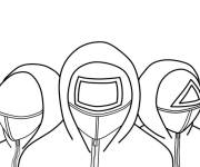 Coloriage Les gardes de jeu calamars
