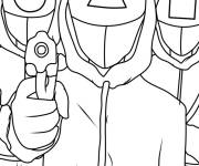 Coloriage Les gardes de Squid Game menacent avec leur pistolet