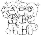 Coloriage Les gardes de Squid Game prennent un selfie