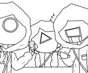 Coloriage Les gardes de Squid Games en jouant aux cartes