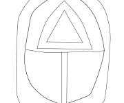 Coloriage Masque et uniforme de garde avec le symbole de triangle