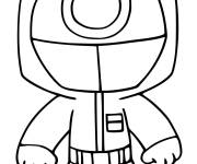 Coloriage Mini ouvrier avec masque de cercle de Squid Games