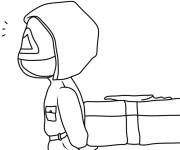 Coloriage Ouvrier de Squid Games en mission apr&egrave;s la fin du jeu 