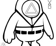 Coloriage Personnage de dessin anim&eacute; en v&ecirc;tements de garde de Squid Games