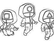 Coloriage Petits agents de s&eacute;curit&eacute; de Squid Games
