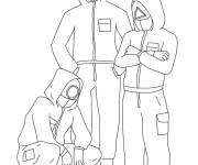 Coloriage Photo des agents de s&eacute;curit&eacute; de Squid Game