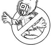 Coloriage Signe stop avec soldat de Squid Games dessin anim&eacute;