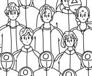 Coloriage Tous les joueurs et les gardes de Squid Game