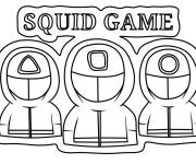 Coloriage Trois agents de Squid Games
