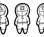 Coloriage Trois agents en vecteur de Squid Games