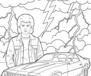 Coloriage Billy Hargrove avec sa voiture