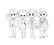 Coloriage Chibi personnages de Etranges choses