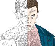 Coloriage Compl&eacute;ter &agrave; colorier Onze de Stranger Things