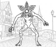 Coloriage Demogorgon dans le village